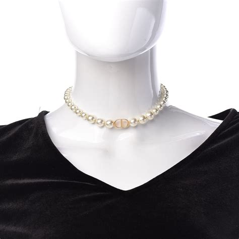 christian dior necklace pearl|christian dior choker necklace gold.